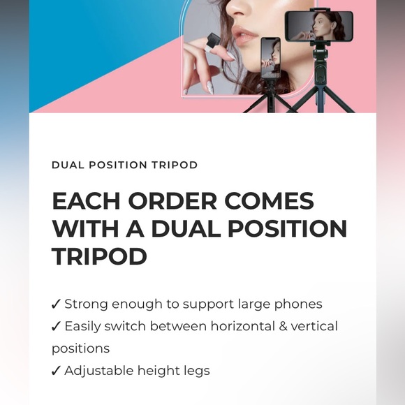 NWT-Snap Away PINK Ring & Dual Tripod & Charging Cord PINK - Picture 7 of 11